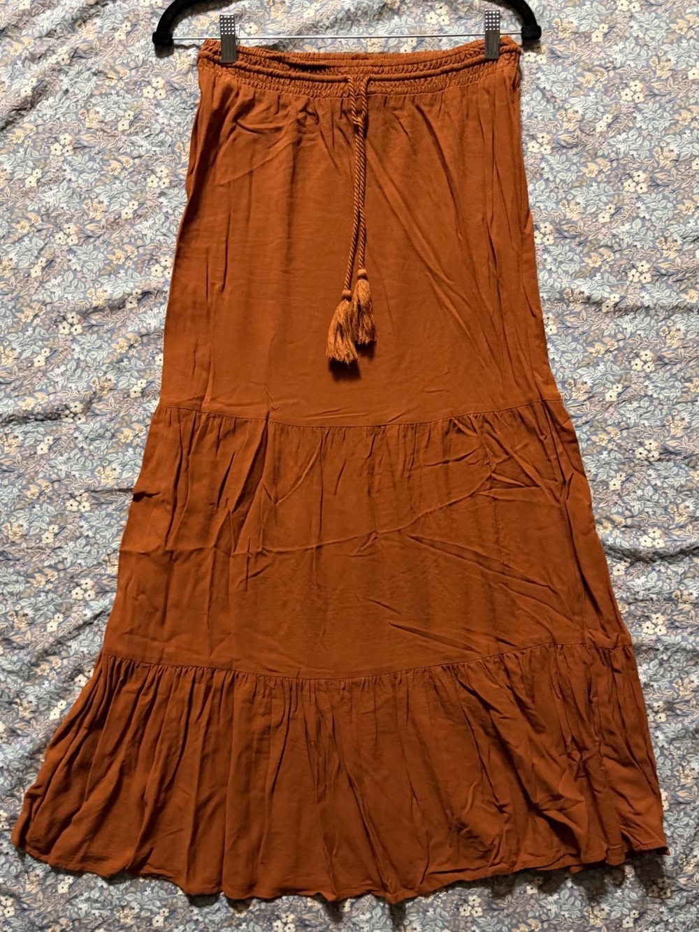 Rachel Zoe Tiered Maxi Skirt in Rust Brown